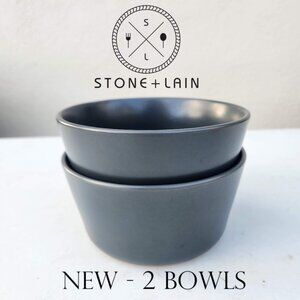 NEW Set of 2 Stone Lain Stoneware Round bowls Dinnerware Gray Replacement Matte